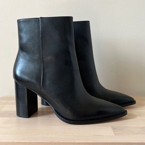 NEW Ann Taylor Black Leather Ankle Boots/ Pointy Toe Booties/ Size 7 1/2